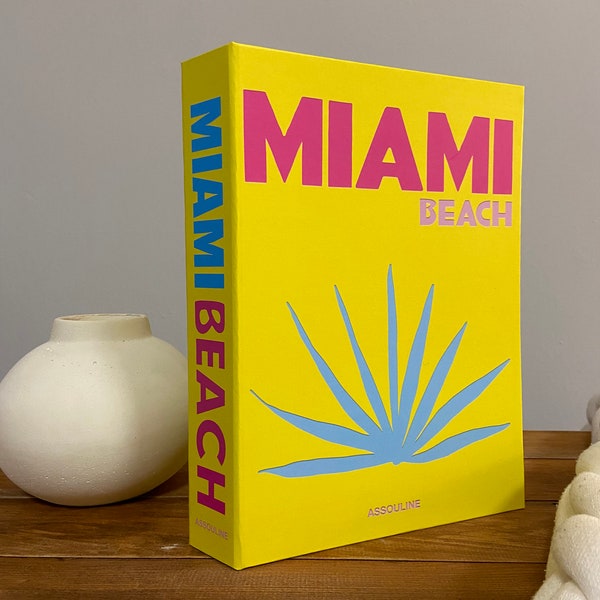 Boîte à livres décorative de luxe Miami Beach | boîte de rangement | boîte à livres qui s'ouvre | décoration intérieure | livre déco | Faux livre | décoration de table