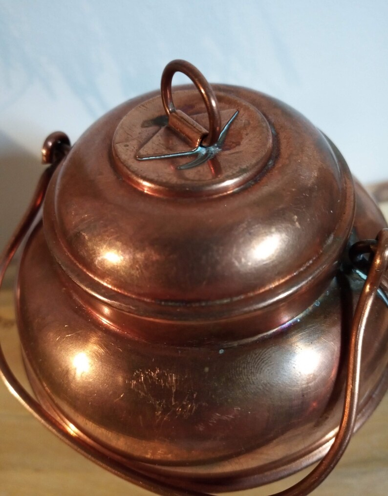 Antique Copper Jug cream Jug With Lid and Handle, Vintage Sweden Etsy