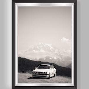 BMW E34-poster | De weg naar de top 2 | Mount Rainier, Seattle, VS | C-type Fuji mat hoogwaardige afdruk