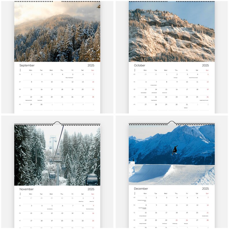 2025 Ski Calendar Flims Laax Falera Photography Alpine Travel Wall
