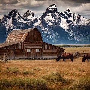 Rustic Farm Life with the Teton Mountain Range in the Background