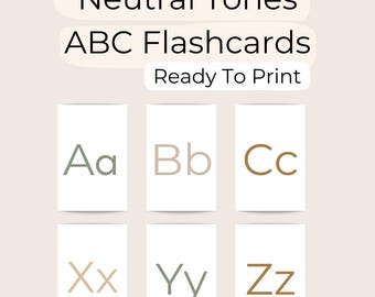 Neutral Alphabet Flashcards – Montessori Toddler Learning, ABC Printable Cards for Early Education, Minimalist Baby Decor, Homeschool Set