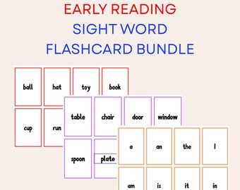 Early Reading Flashcards | 71 Early Reading Words | Word-Only Printable | Preschool Sight Words | No Pictures | 33 PAGE BUNDLE!