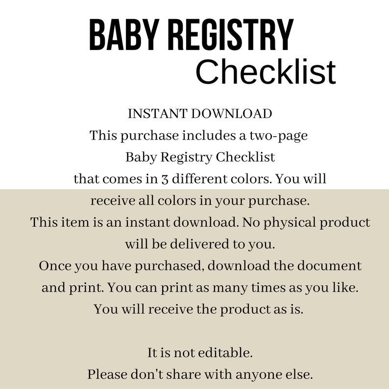 Baby Registry Checklist Printable Newborn Baby Registry Checklist ...
