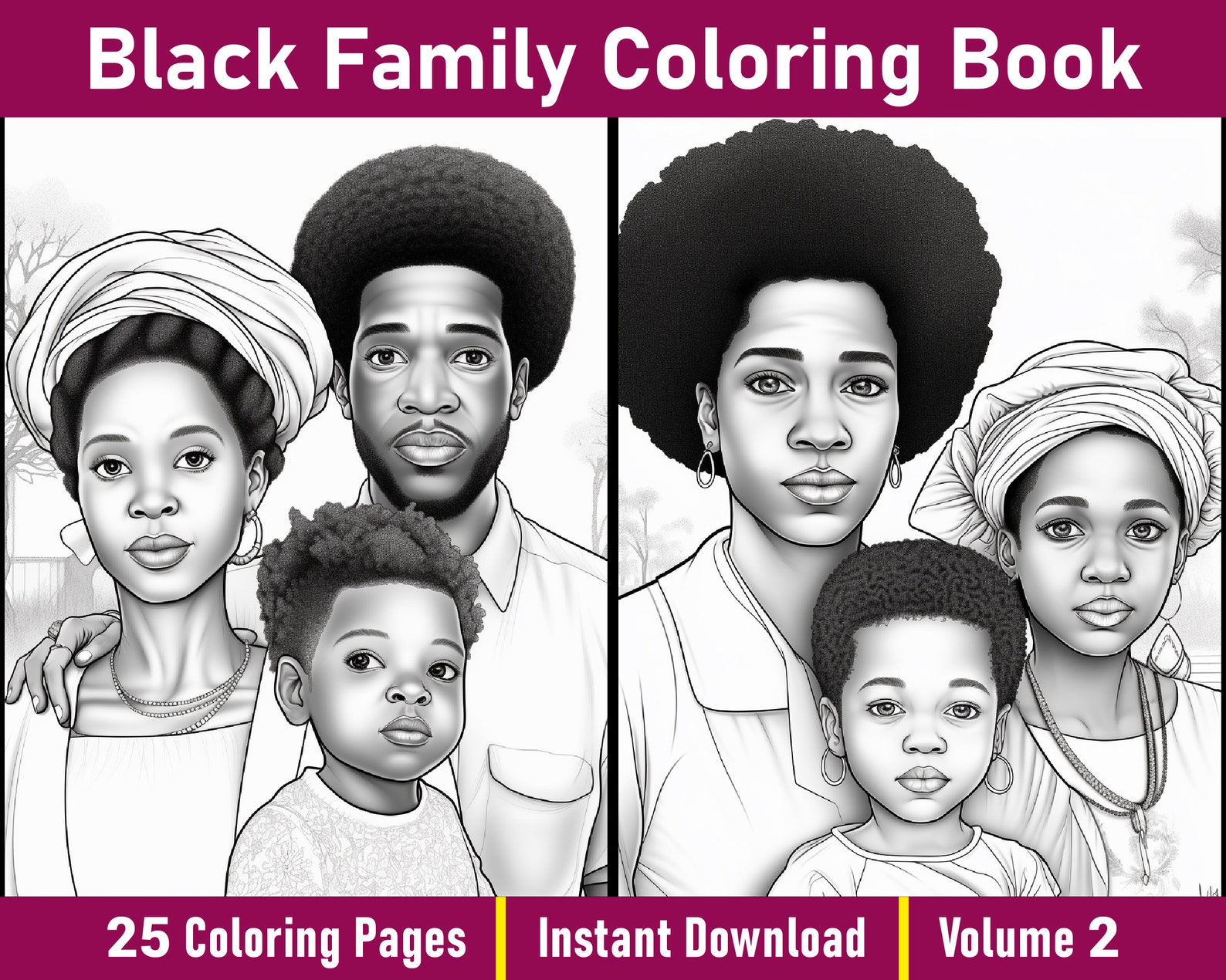 Black Family Coloring Pages V 2 - Il 1588xN.4911933573 K1b0 