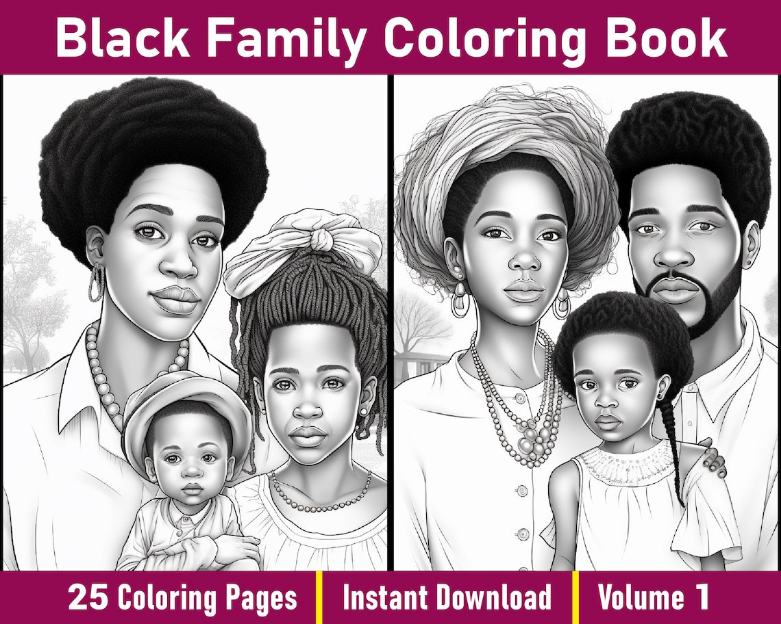 Black Family Coloring Pages V-1 | African Coloring Book | Black African ...
