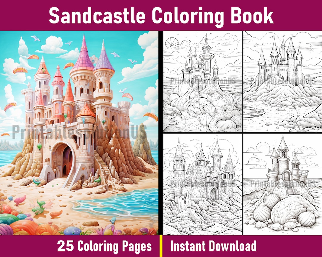 Sandcastle Coloring Book Printable Sandcastle Coloring Pages Black and
