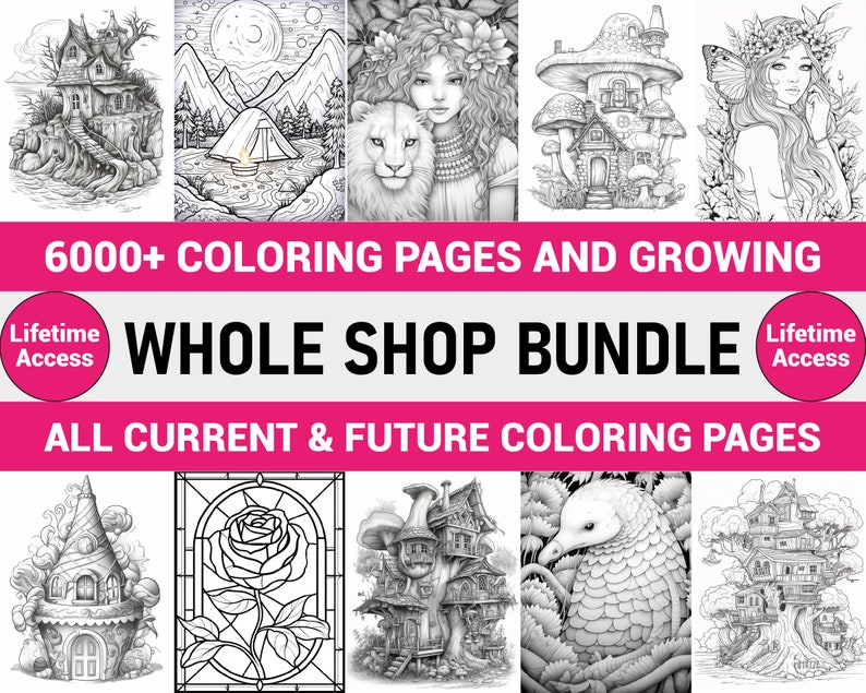 Coloring Pages Whole Shop Bundle | Coloring Pages Bundle | Grayscale ...