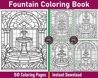 Fountain Coloring Book | 50 Beautiful Scenes (Printable PDF)