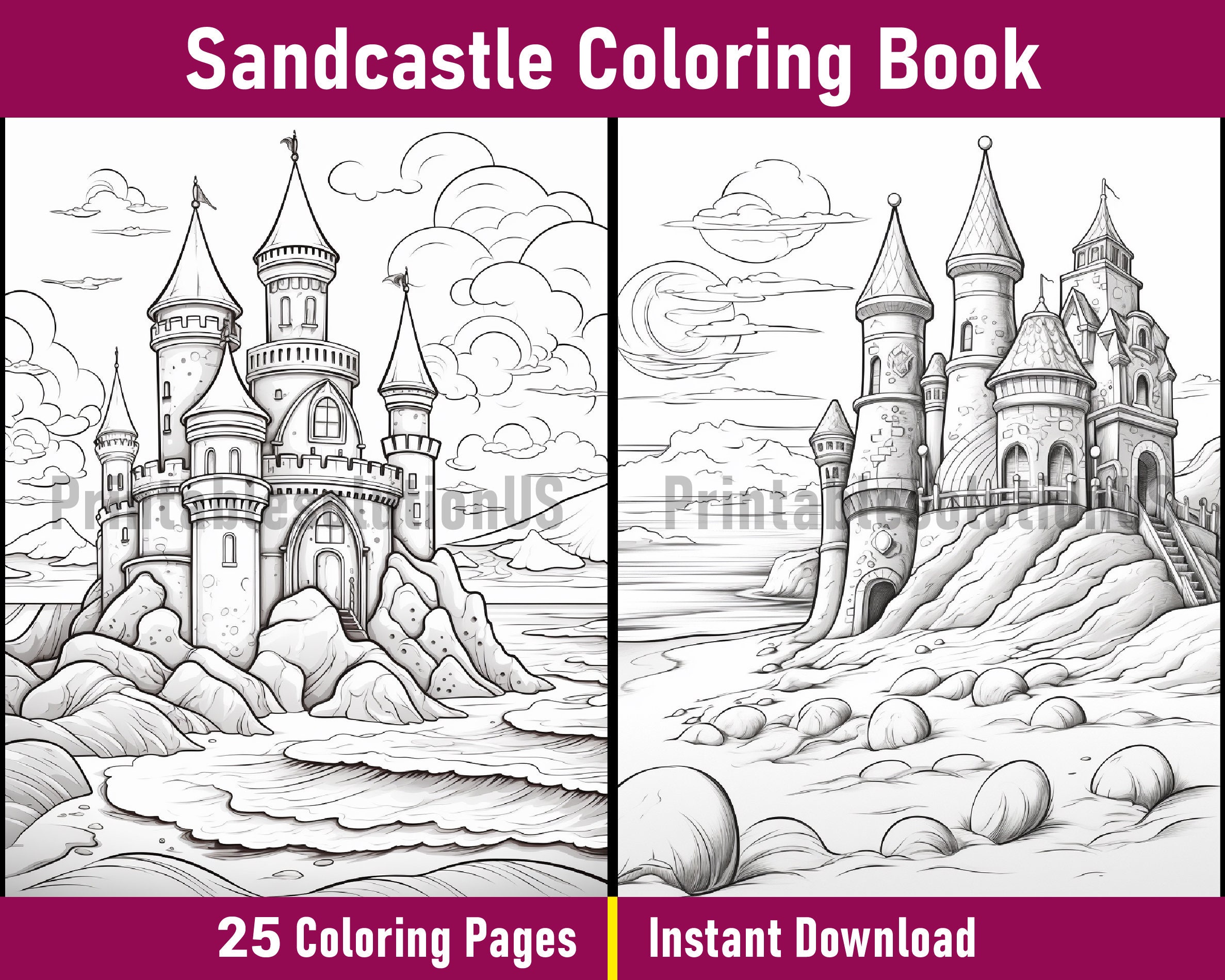 Sandcastle Coloring Book Printable Sandcastle Coloring Pages Black and