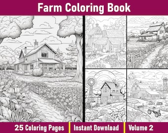 30 Farm Coloring Book , Farm Coloring Pages Printable , Grayscale ...
