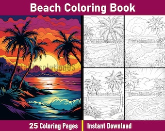 Beach Coloring Book | 25 Summer Coloring Pages (Printable PDF)
