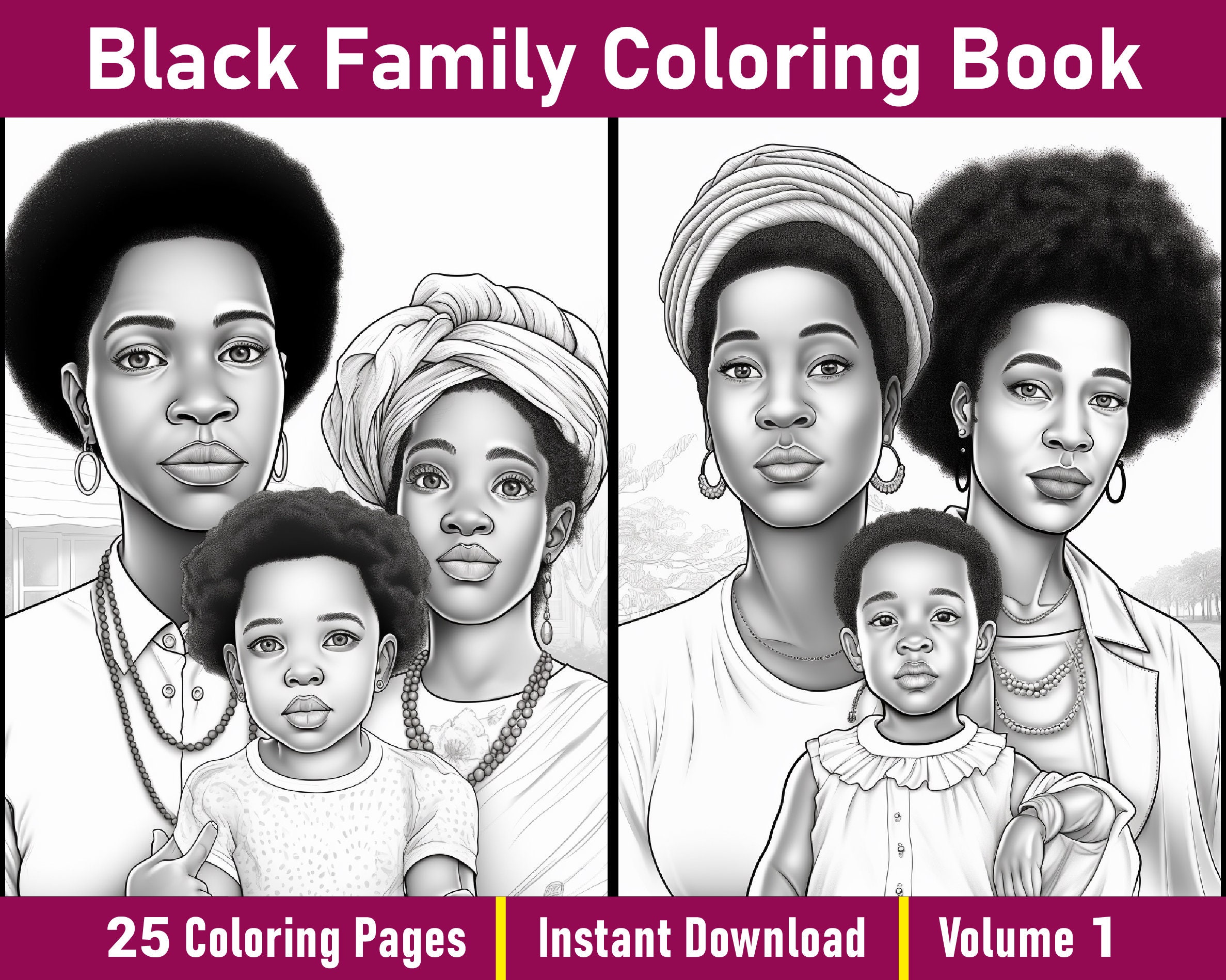 Black Family Coloring Pages V 1 - Il Fullxfull.4863659908 Kqj3 