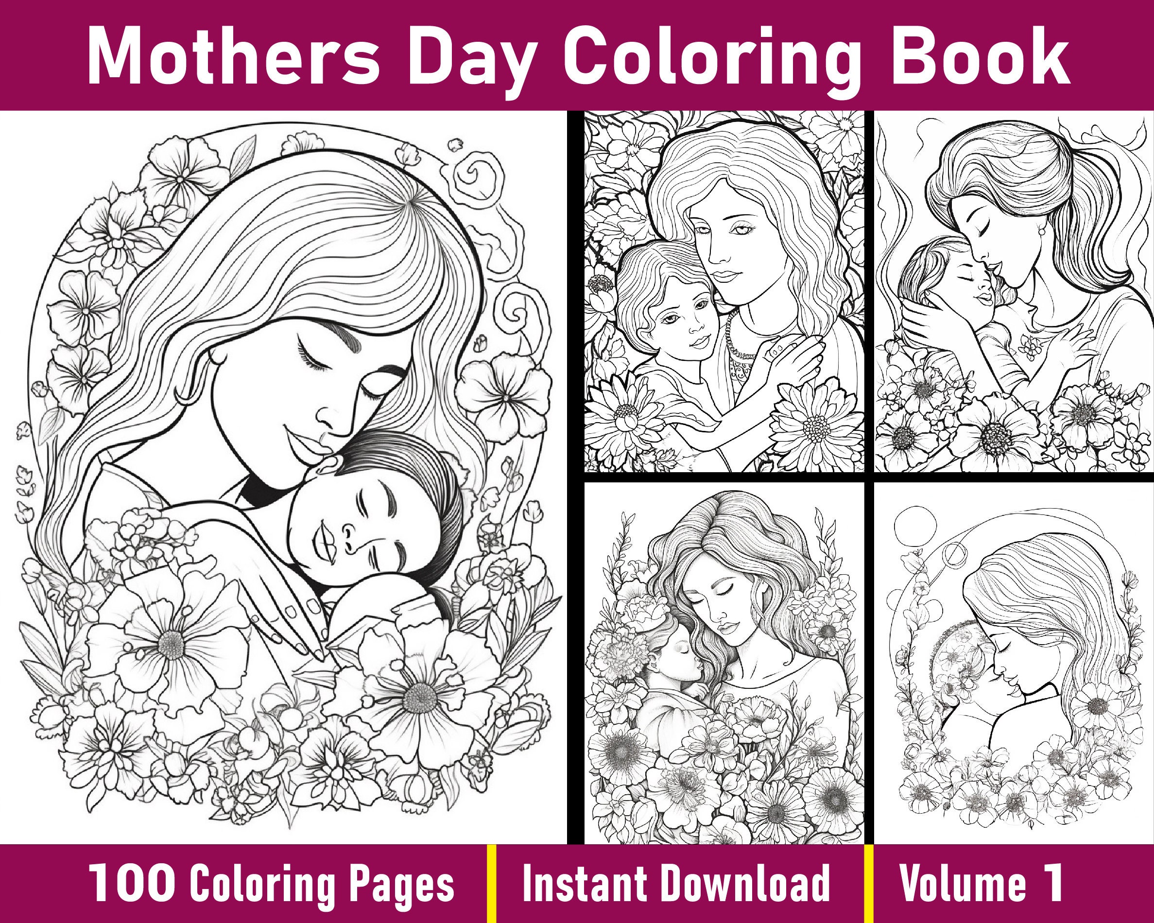 Mothers Day Coloring Book Vol-1 Happy Mother's Day Coloring Pages ...