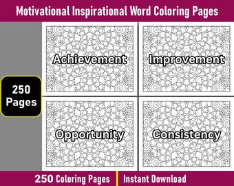 250 Motivational Quotes Coloring Pages | Inspirational Quotes Coloring Pages | Affirmation Colouring Book | Printable PDF | Instant Download