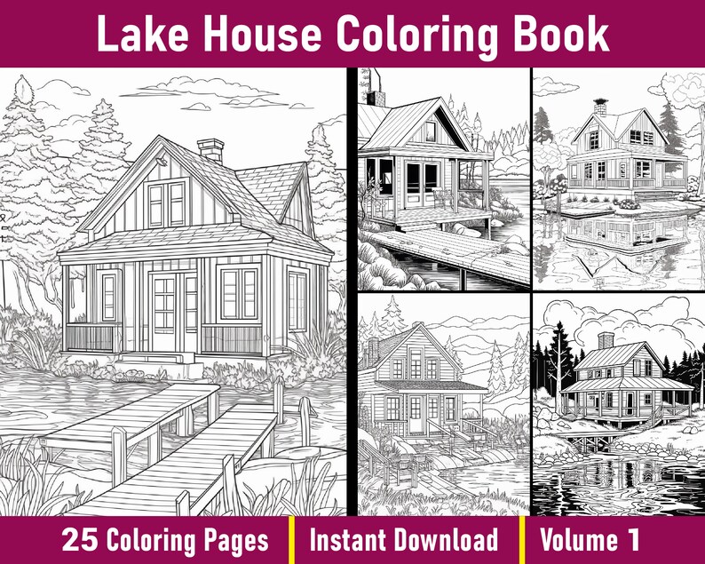 Lake House Coloring Book Vol1 Lake Cottage Coloring Pages Printable