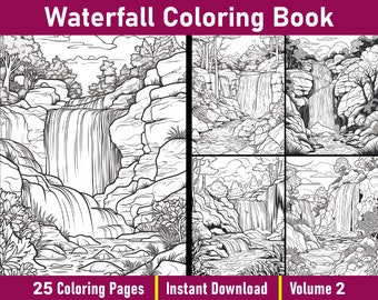 Kleurboek waterval | Kleurplaten voor volwassenen in grijstinten, deel 2 (afdrukbare pdf)