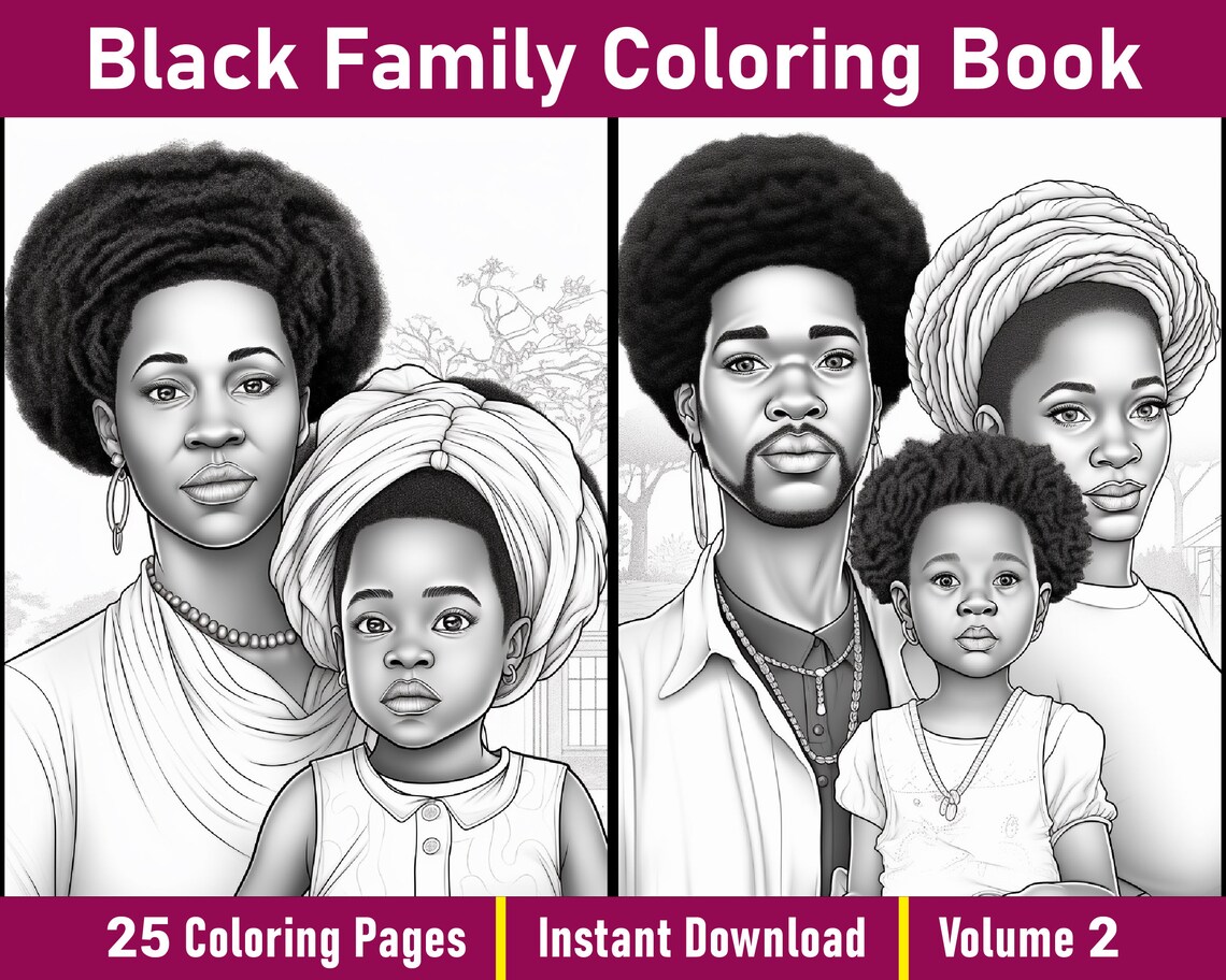 Black Family Coloring Pages V-2 African Coloring Book Black African ...