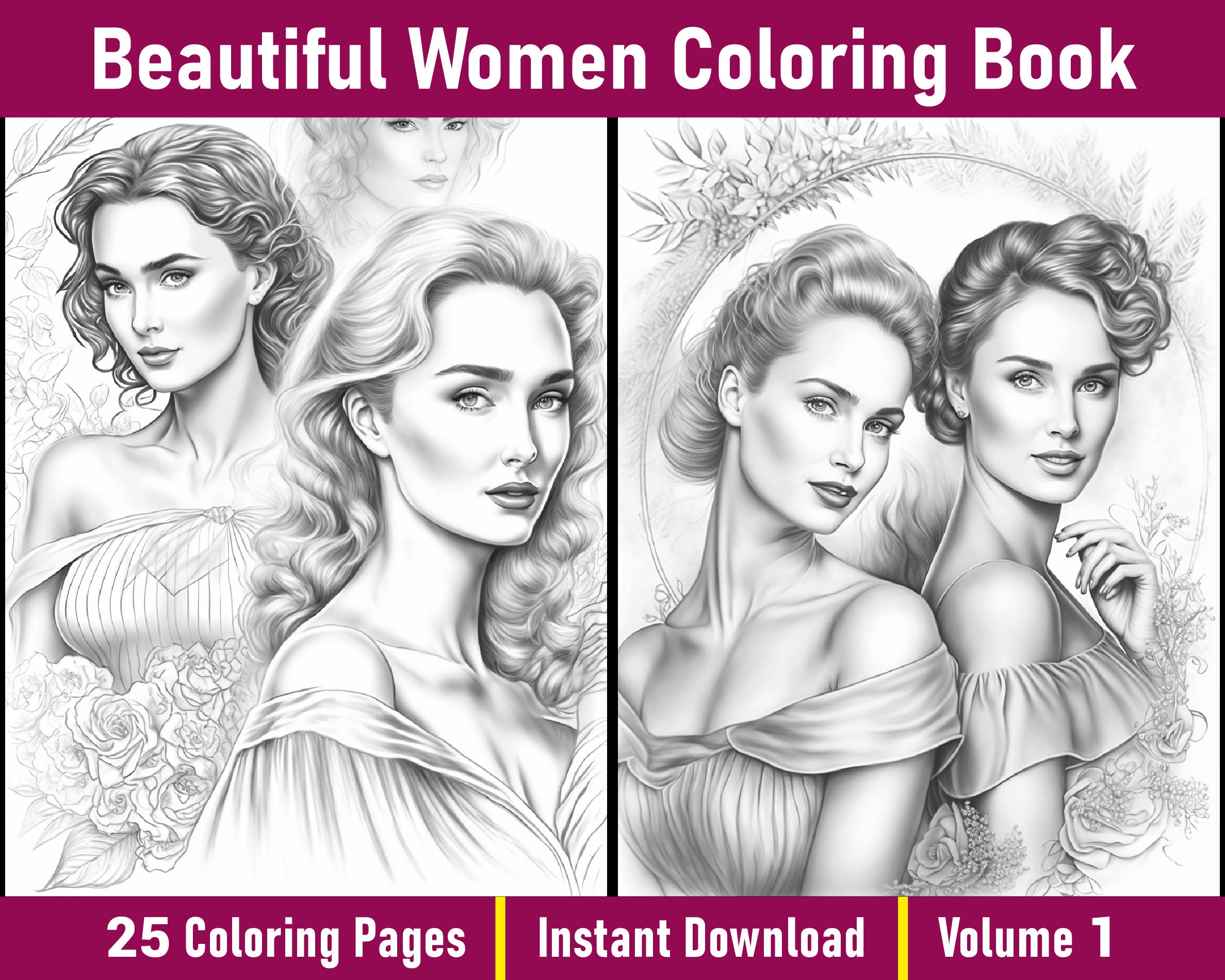 Beautiful Women Coloring Book Volume 1 Woman Coloring Pages Beautiful ...