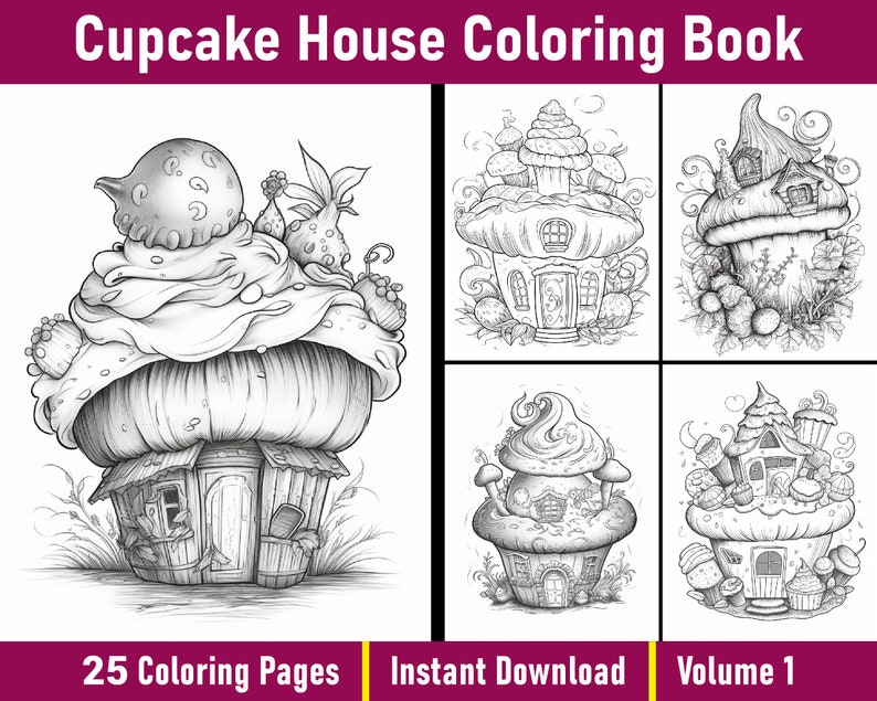 Cupcake Houses Coloring Book Volume 1 Printable Cupcake Coloring