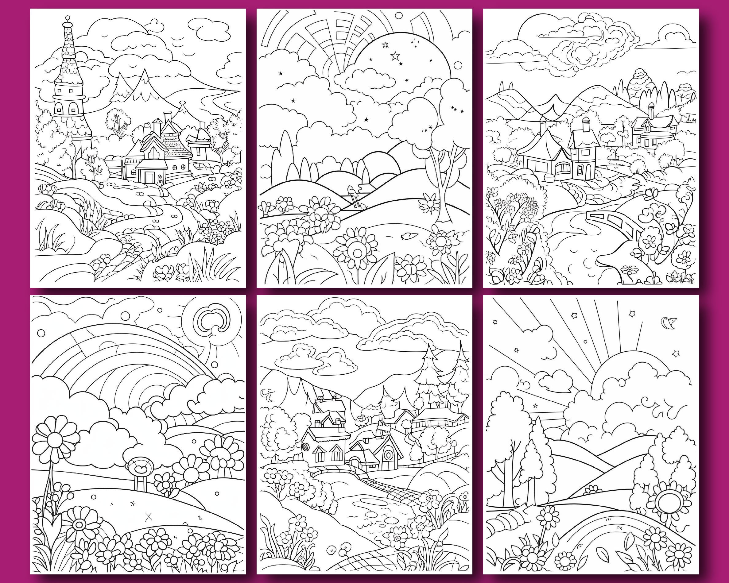 Spring Scenes Coloring Book | 25 Printable Pages (PDF Download) - Etsy