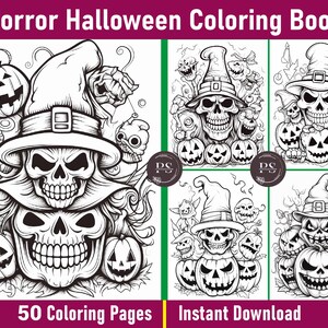 Horror Coloring Pages for Adults and Kids | Halloween Coloring Pages Printable | Grayscale Colouring Book | Printable PDF | Instant Download