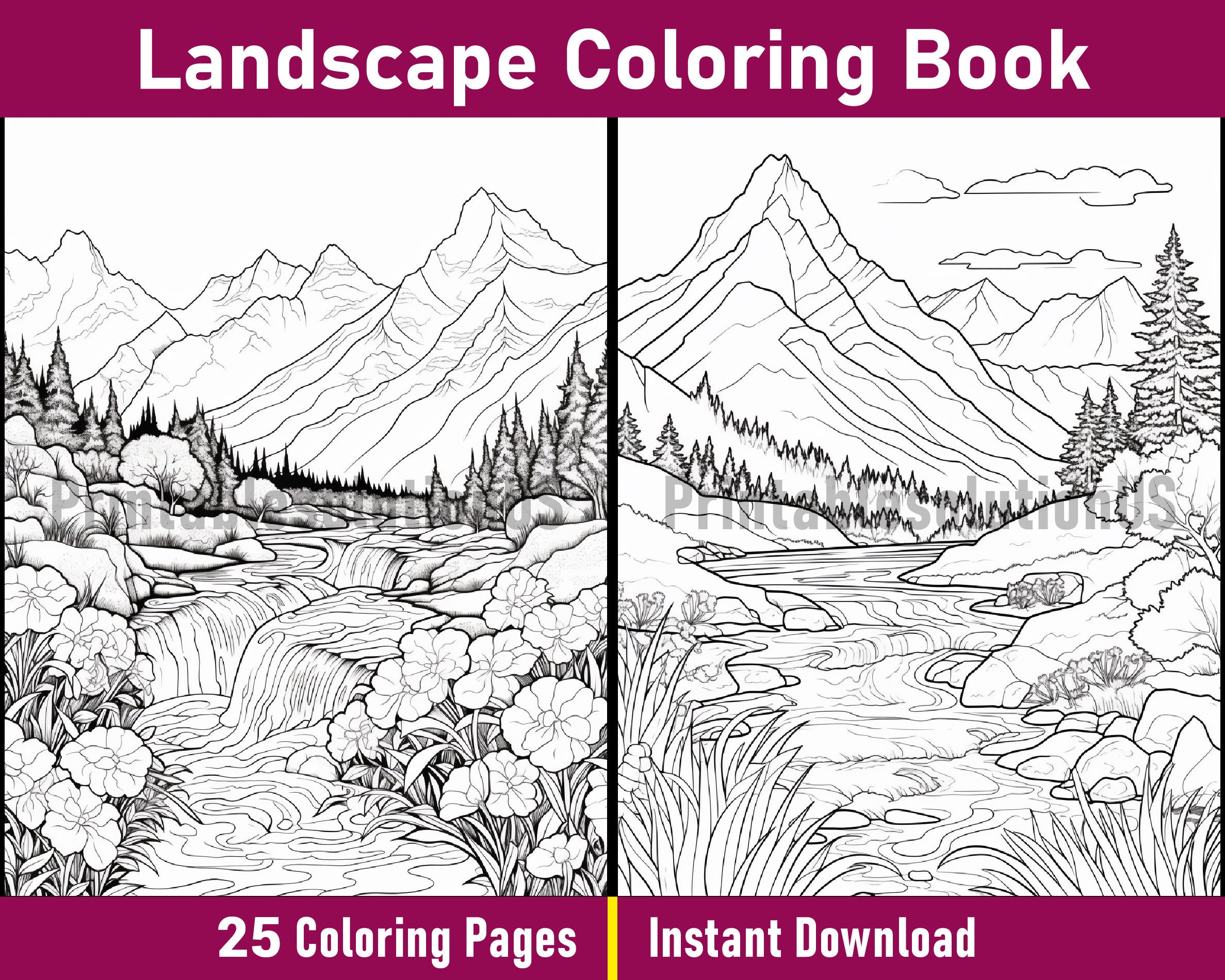 Landscape Coloring Book Printable Landscape Coloring Pages Black and
