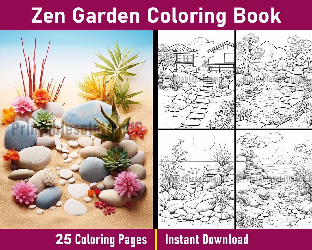 Zen Garden Coloring Book Printable Flower Garden Coloring Pages Black