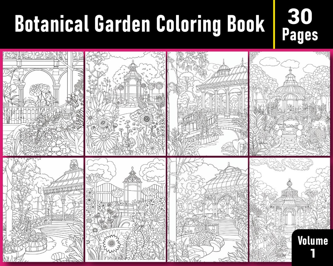 Botanical Garden Coloring Book Volume 1 Botanical Coloring Book Gardens Adult Coloring Book ...