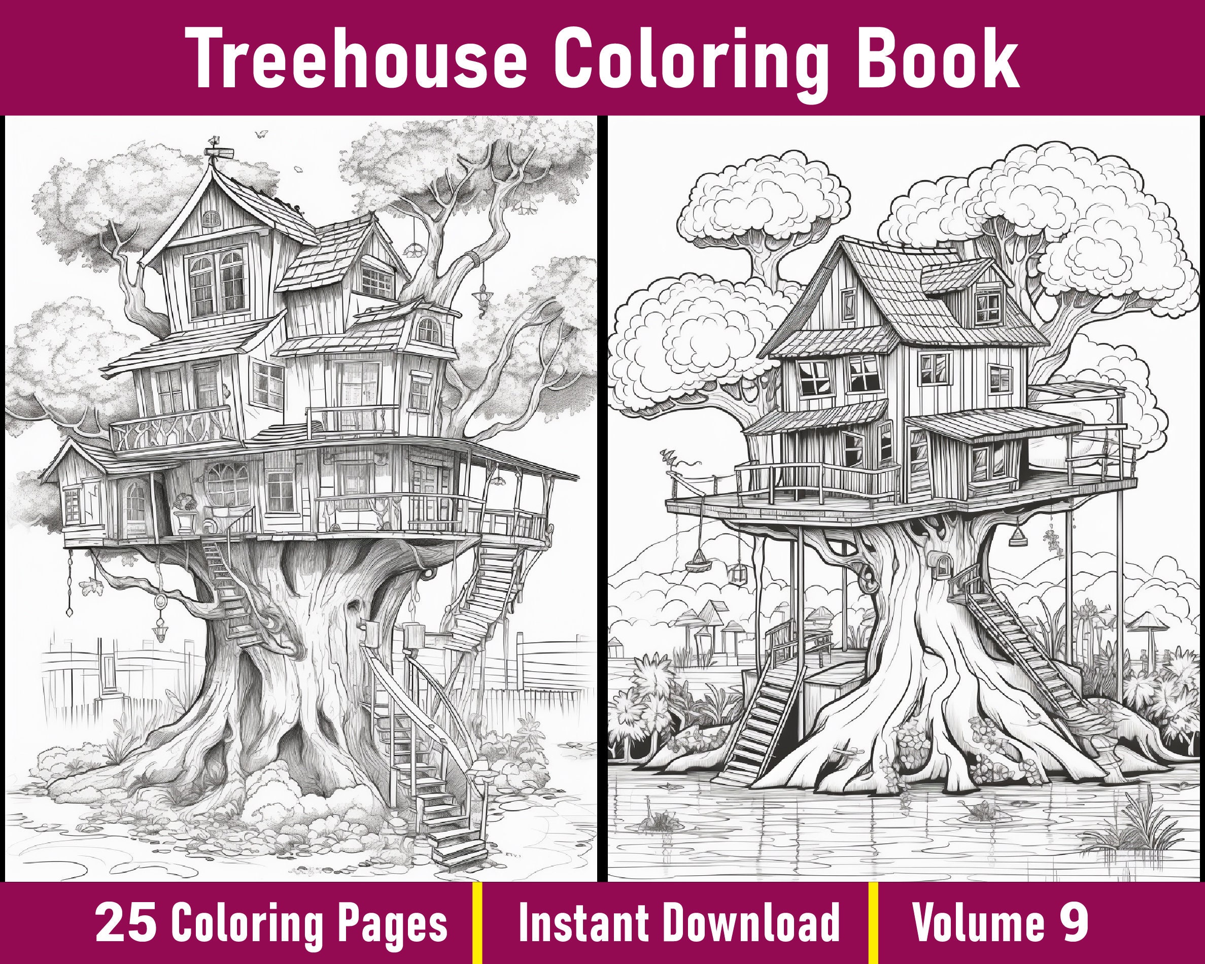 Treehouse Coloring Book Vol9 Enchanted Treehouse Coloring Pages