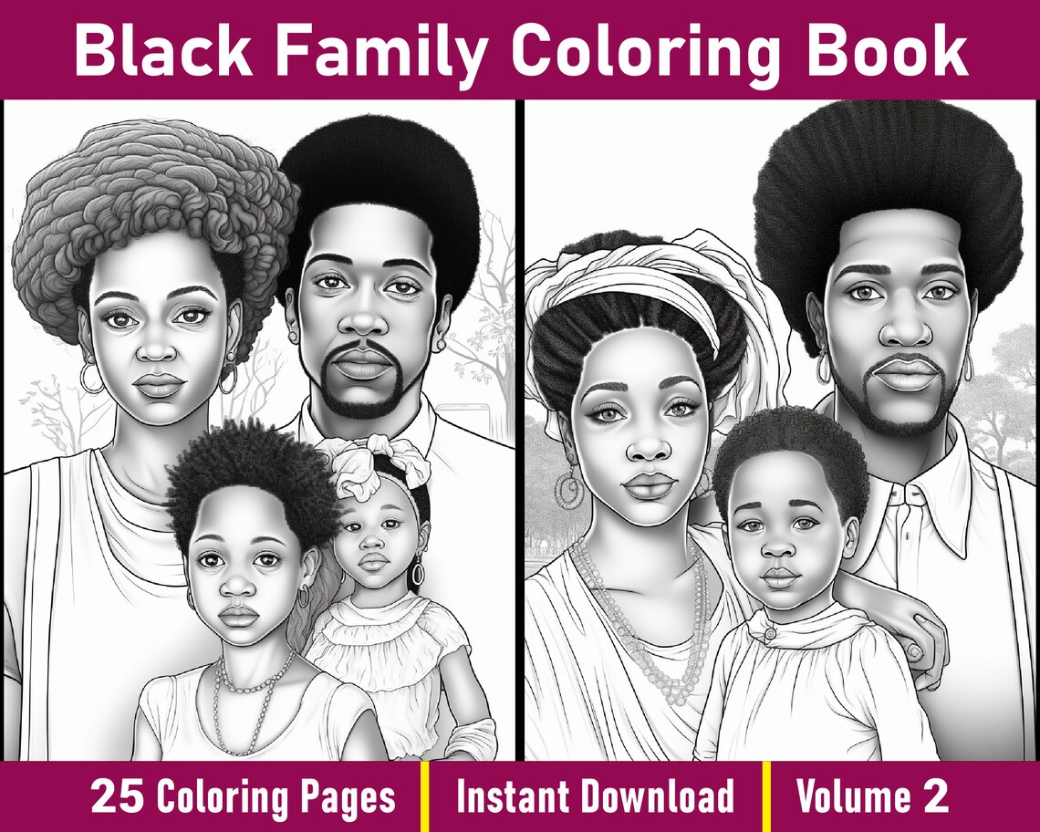 Black Family Coloring Pages V-2 African Coloring Book Black African American Colouring Book ...