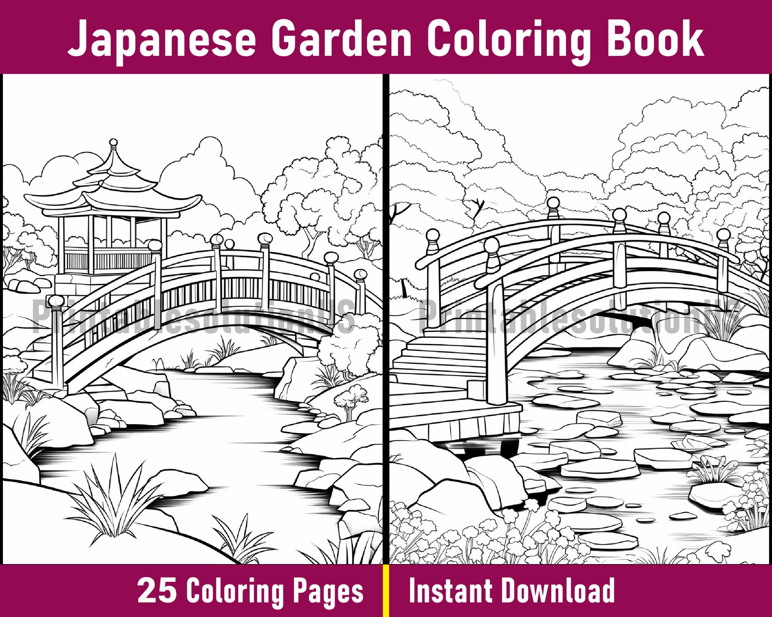 Japanese Garden Coloring Book Pages Printable Bridge Coloring Pages