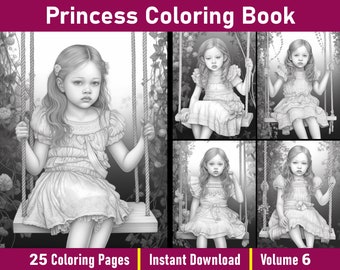Princess Coloring Book | Cute Baby Girls, 25 Pages (Printable PDF)