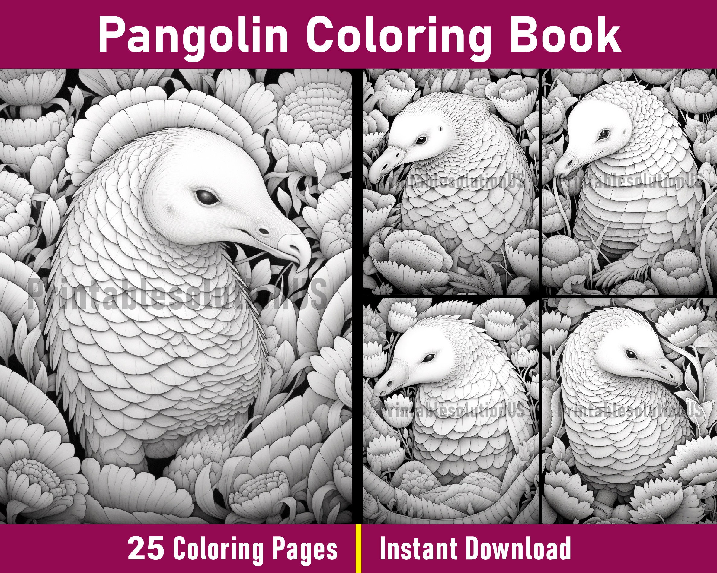 Pangolin Coloring Book Pages Vol-2 Printable Animal Coloring Pages ...