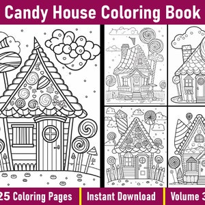 Candy House Coloring Book Volume 3 | Digital Colouring Pages Printable | Grayscale Coloring Book | Instant Download | Printable PDF File