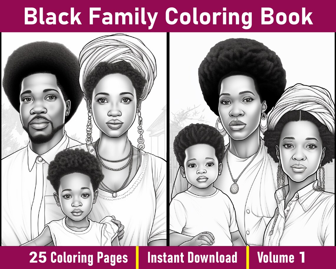 Black Family Coloring Pages V-1 | African Coloring Book | Black African ...