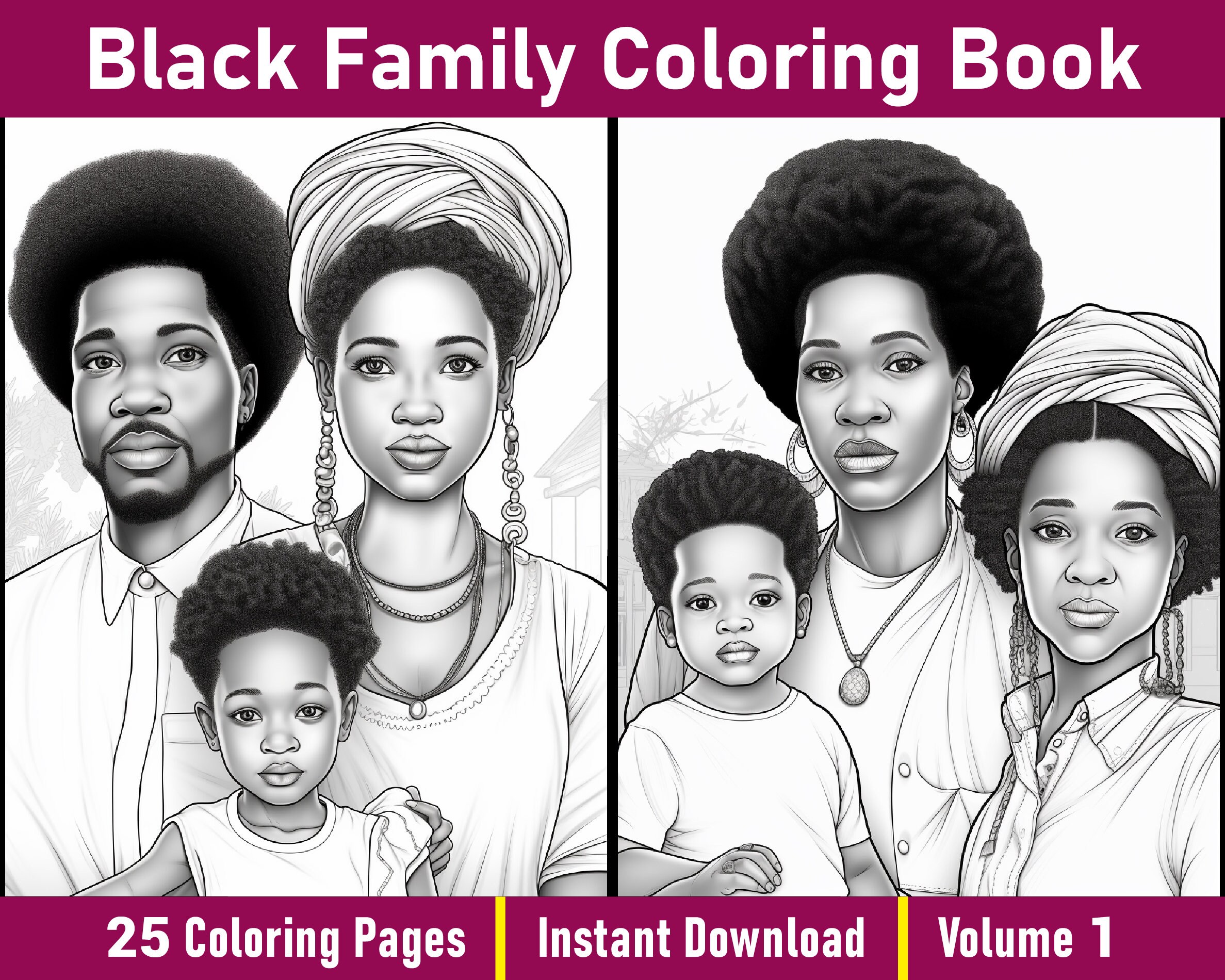 Black Family Coloring Pages V 1 - Il Fullxfull.4911917319 Q3wi 