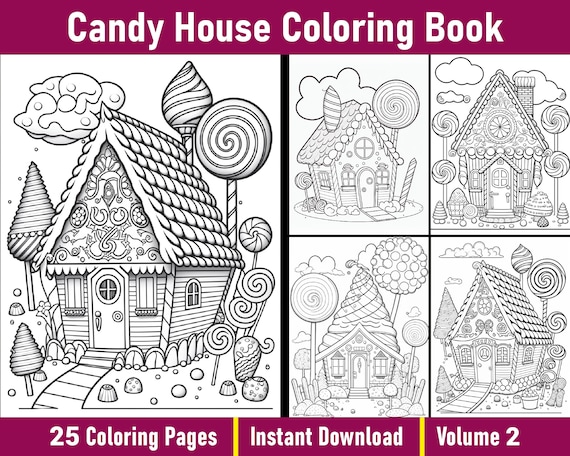Candy House Coloring Book, Volume 2 | Grayscale Printable (PDF) - Etsy