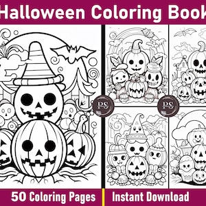 Halloween Coloring Page | Halloween Pumpkin Coloring Book for Adults and Kids | Grayscale Colouring Book | Printable PDF | Instant Download