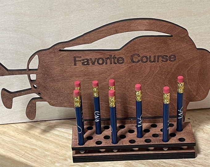 Personalized Pencil Display Holder, Gift for Dad, Golf Pencil Display for Home Decoration, Personalized Golf Pencil Holder
