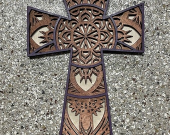 Wood Cross 4 Layers, wood cross wall decor, wood cross for wall, , wood cross wall art, wall hanging-  Physical Product