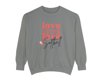 Valentine's Day Softball Mom Comfy Sweatshirt