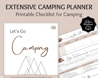 Camping Planner Checklist | Camping Packing Checklist | Printable | PDF File | Camping Printable | Camping Meal Planner