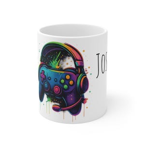 Personalized Gamer Coffee Mug: Colorful Video Game Gift