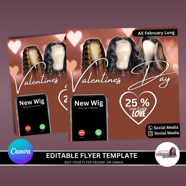 Valentines Day Flyer | Valentines Day Sale Flyer | Premade Flyer | Hair Flyer| Lash Flyer|Nail Flyer | Canva Flyer| Bougieebrigraphics