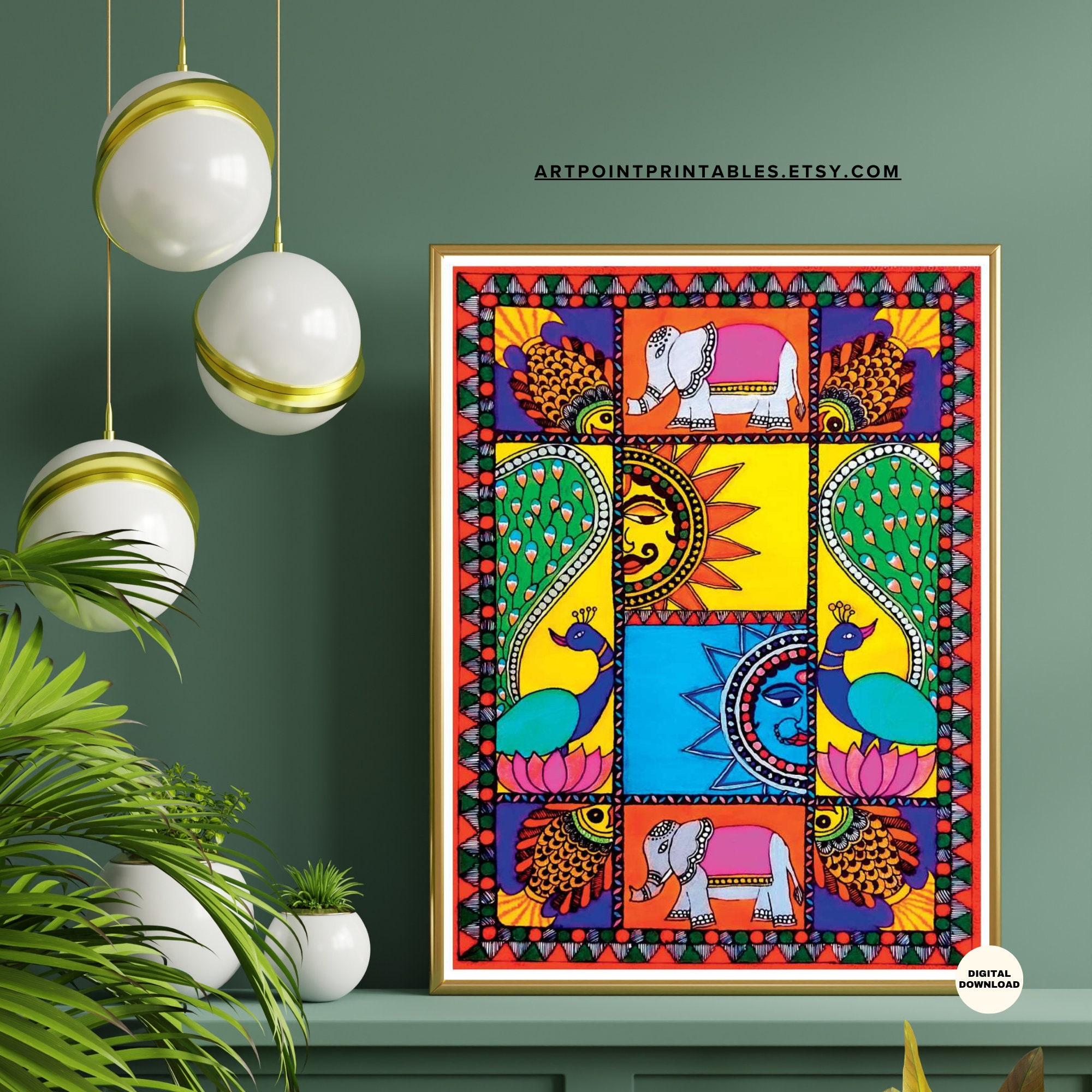 Madhubani Painting Printable Wall Art Mithila Painting India Wall Art