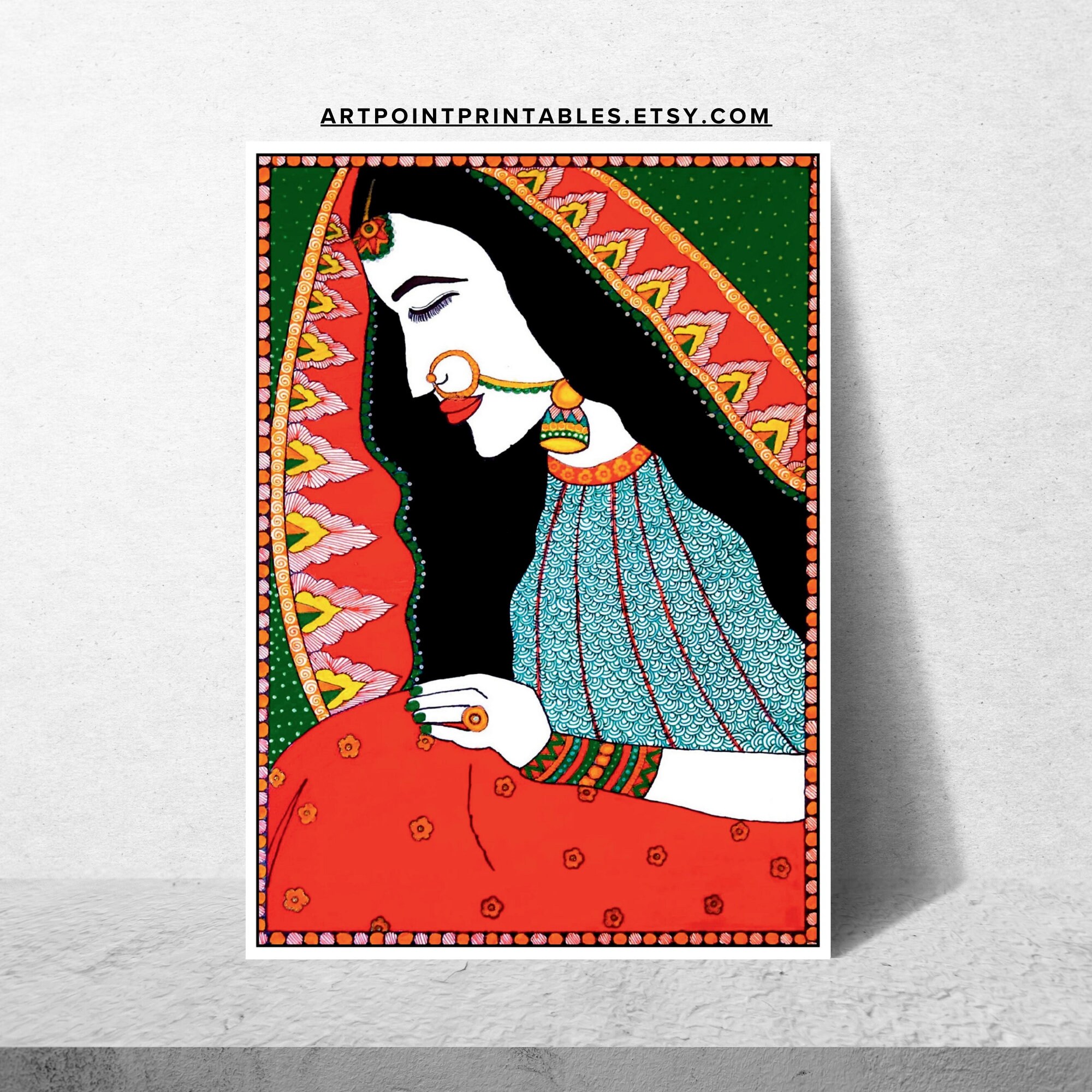 Indian Women Art Madhubani Painting Indian Wall Art - Etsy