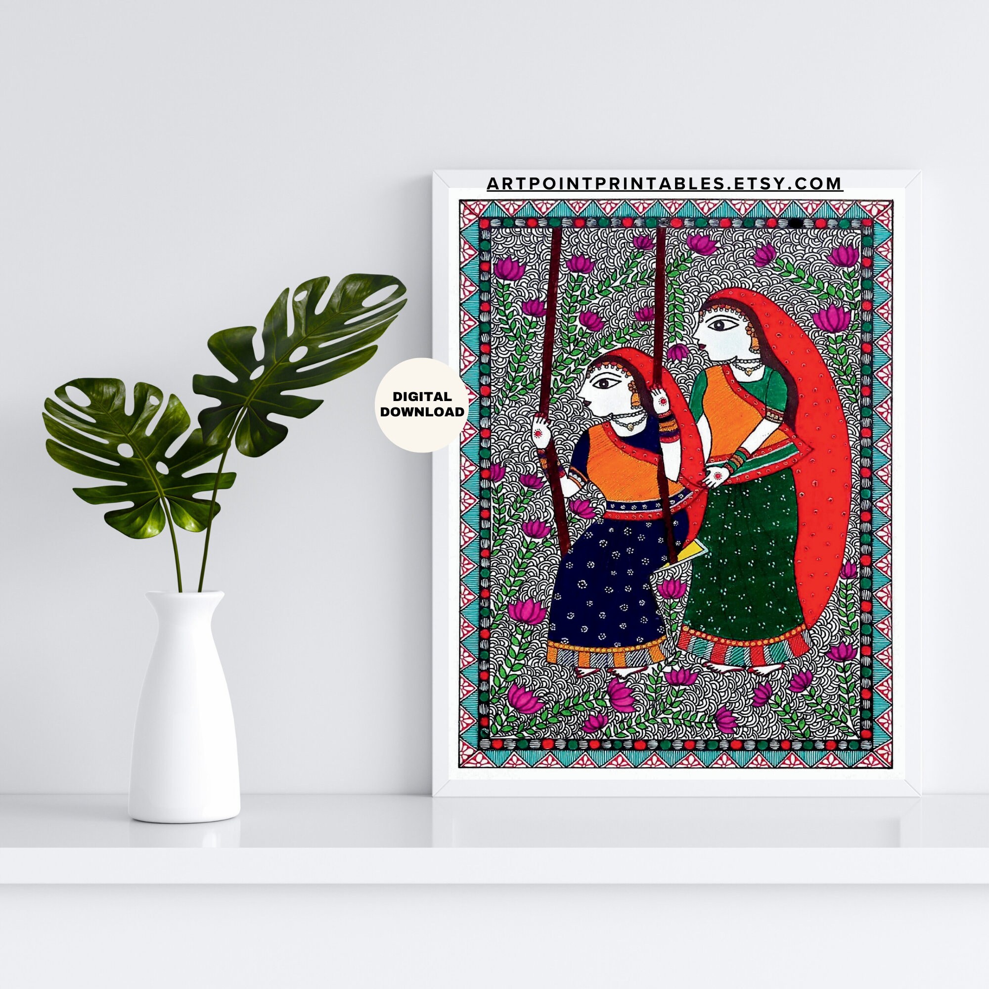 Madhubani Painting, Indian Decor, Colorful Wall Art, Desi Art, Garden ...