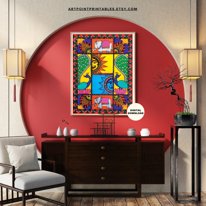 Madhubani Painting Printable Wall Art Mithila Painting India Wall Art ...