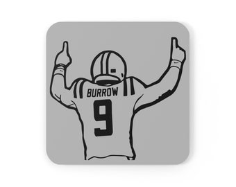 Joe Burrow Cork Back Coaster - Bengals fan gift - Coffee mug Coaster for Burrow Mug - Unique Burrow Merchandise